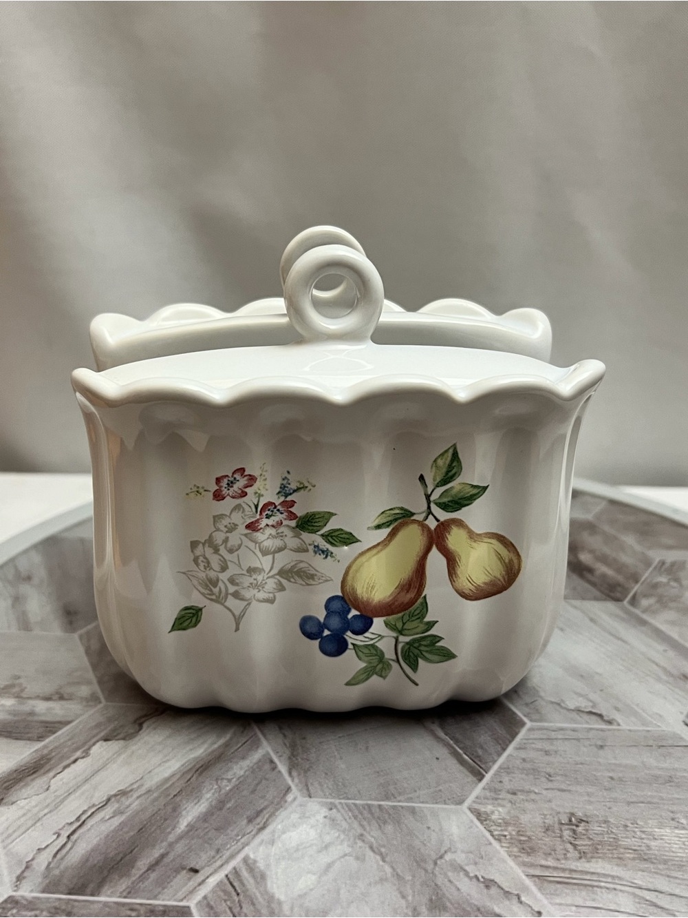 Corelle Coordinates Chutney Ceramic Napkin Holder Fruit Floral Kitchen Decor